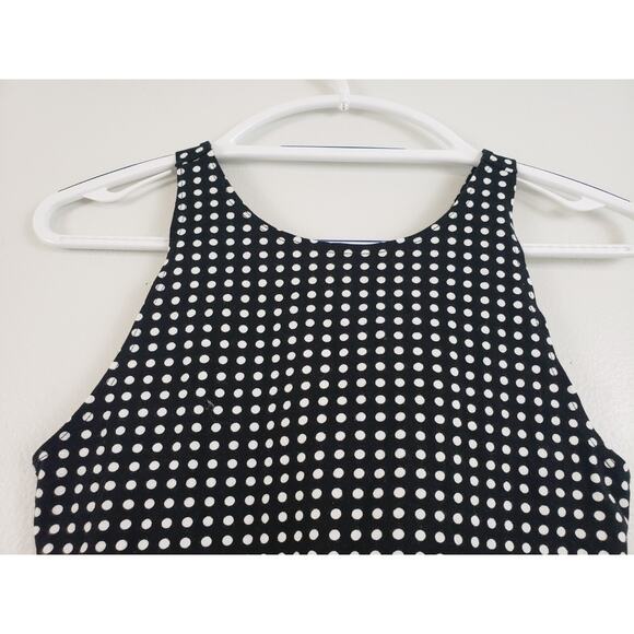 (O5) Y2K Abercrombie & Fitch Tank Top Size JR M Black Polka Dot Crossed Crop New - Picture 2 of 7